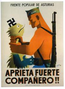 Cartel de German Horacio llamando a la movilización contra el fascismo.