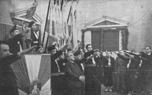 Ioannis Metaxas en un acto de la Organización de la Juventud Nacional.